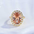 Hsitgexf Huge Oval Shaped CZ Cubic Zircon Wedding Party Statement Champagne Ring Engagement Inspired Cocktails Morganite Yellow Gold Plated Ring f...