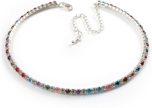 Thin Austrian Crystal Choker Necklace (Multicoloured)...
