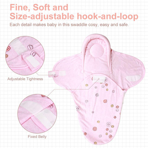 Baby Swaddle Blankets, Unisex Baby Blanket Wrap for Newborn Baby Boys Girls, Skin Friendly Wearable Swaddle Sleep Sack Made of Combed Cotton (Butt...