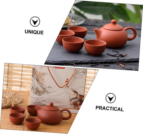1 Set Purple Clay Teapot Set Travel Set Chinese Tea Set Chinese Tea Cup Set Teapot and Cup Set Delicate Tea Service Set Portable Teapot Kit Grace ...