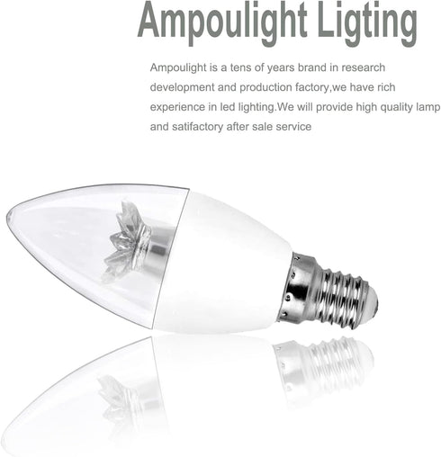 E12 LED Candelabra Bulbs 2700K Warm White 3W 60Watt Equivalent,Ceiling Fan Light Bulbs...