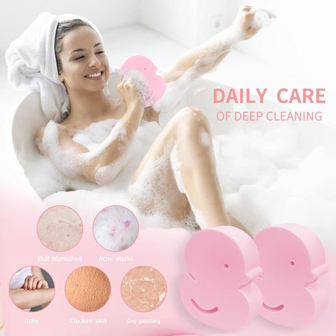Soft Duck Shaped Bath Sponges, Reusable Shower Brush and Body Scrubber, Sponge Shower Scrubber for Women Adults (2Pcs, Pink)...