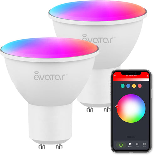 Avatar Controls GU10 Smart Bulb 2 Pack, Alexa GU10 LED Light Bulb, 50W Halogen Equivalent Light Bulbs, 5W 2700K-6500K Dimmable Wi-Fi Track Light B...