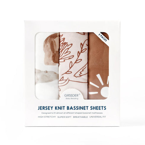 GRSSDER Stretchy Ultra Soft Bassinet Sheet 3 Pack, Universal Fit for Bassinets Baby Cradle Moses Basket Oval Rectangle Mattress or Changing Table ...