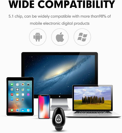 Smallest Single Tiny Mini Invisible Earbud Wireless Bluetooth Earpiece Earplug Discreet Hidden Ear Bud for Work Cell Phone, Small Bluetooth Headse...