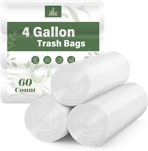 Jaoul 4 Gallon Trash Bag, Bathroom Trash Bags, 60 Counts, Unscented Strong Small Garbage Bags for Bathroom, Office Trash Bags, 4 Gallon Trash Bag ...
