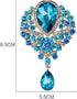Women's Crystal Silver-Tone Bouquet Flower Teardrop Large Gorgeous Bouquet Brooch Pin (light blue)...