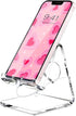 Crpich Acrylic Cell Phone Stand, Portable Phone Holder, Clear Phone Stand for Desk, Compatible with Phone15 14 13 Pro Max Mini 12 11 Plus SE, Swit...