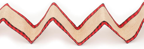 joycraft Buffalo Plaid Wired Edge Ribbons, Christmas Burlap Fabric Ribbon Roll with Checkered Edge, 2.5" x 11 Yds Burlap Ribbon for Christmas Part...