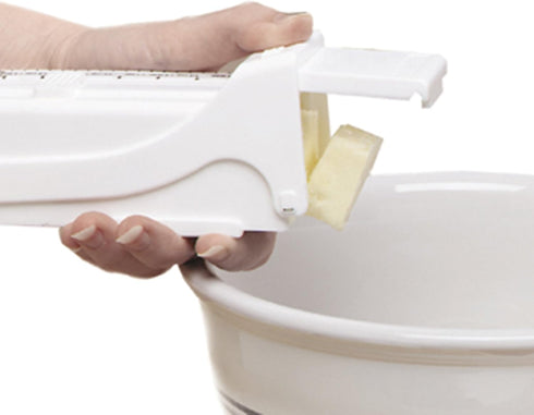 KitchenArt Buttermate Butter Cutter Slicer, Measuring Dispenser and Keeper, White...