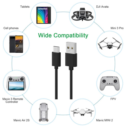 Mavic 3 Charging Cable Compatible with DJI Mini 4 Pro, Mini 3 Pro, Mavic 3, Air 2S, Avata Drone DJI FPV Remote Controller Motion Controller Batter...