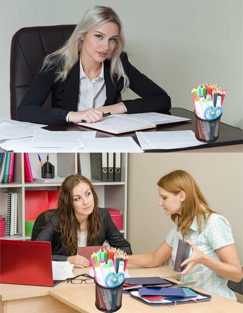 Pen Holder Pencil Holder Mesh Metal Pen Cup Holder Pencil Cup Holder for Desk Office Home Pen Organizer Black, 6 Pack...