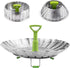 Vegetable Steamer Basket, Stainless Steel Folding Steamer with Extending Removable Center Handle Insert for Veggie Seafood Cooking to Fit Various ...