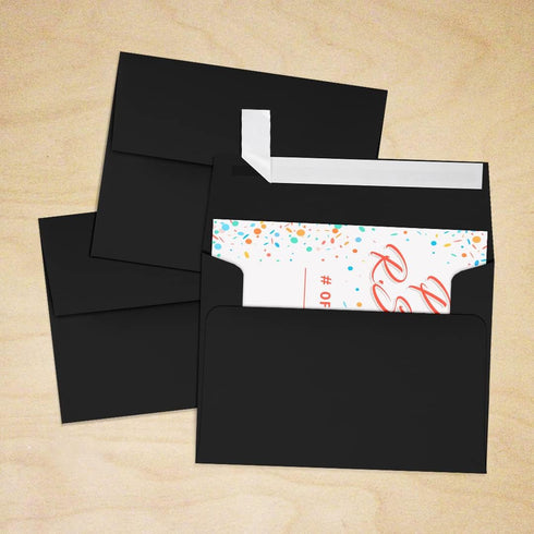 LUXPaper A2 Invitation Envelopes | Peel & Press | 4 3/8" x 5 3/4" | Midnight Black | 80lb. Text | 50 Qty...