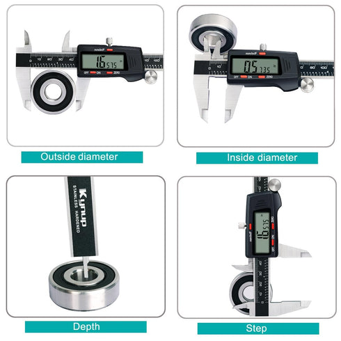 Kynup Caliper Measuring Tool, Digital Micrometer Caliper Tool, Vernier Caliper with Stainless Steel, Large LCD Screen, Auto - Off Feature, Inch Me...