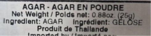 Agar Agar Powder- Thai Thailand Asian International Food 25g.x3packets....