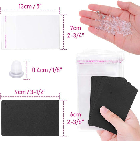 anezus Earring Cards, Earring Packaging Holder Cards Earring Display Cards with Earring Bags and Earring Backs for Necklace Jewelry Packaging Blac...