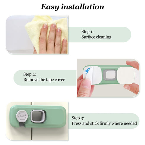 5Pcs Kids Security Refrigerator Locks.Protective Self Adhesive Latches.Pinch Proof Lock for Toddlers and Children.Ideal for Refrigerators,Cabinets...