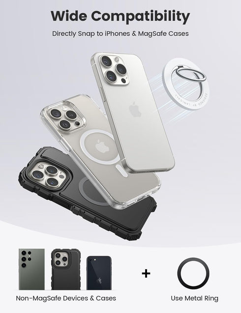 Magnetic Phone Ring Holder for Mag Safe - Lamicall Magnetic Finger Phone Ring Stand Holder, Magnet Ring Grip, Compatible with iPhone 15 14 Plus 13...