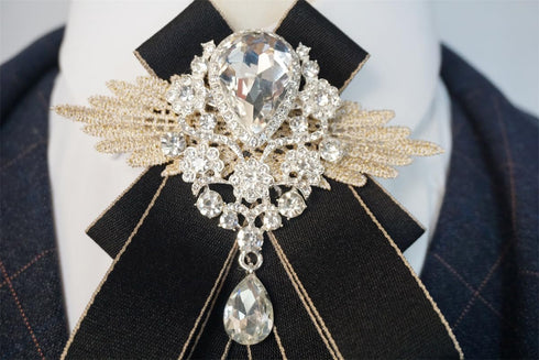 christmas bow ties for men self tie jabot collar brooch pins fashion PreTied Neck Tie Bow Tie rhinestone brooch for groom...