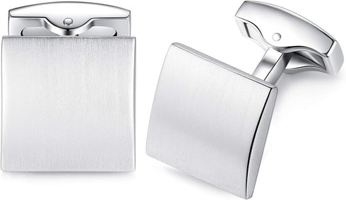 HONEY BEAR Square Cufflinks for Mens Shirt Business Wedding Gift Silver...