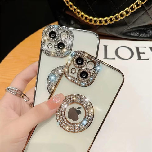Casechics Compatible with iPhone Case,Luxury Glitter Bling Sparkly Diamond Rhinestone Bumper Camera Lens Protection Transparent Clear Soft Shockpr...