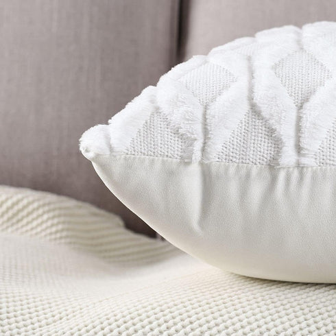 MADIZZ Set of 2 Soft Plush Short Wool Velvet Decorative Throw Pillow Covers 22x22 inch White Square Luxury Style Cushion Cases Pillow Shell for So...