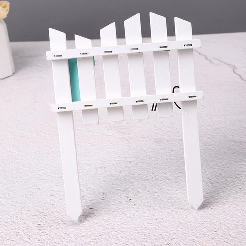 Miniature Wooden Fence with Blue Mailbox Mini Fairy Garden Fence Wood Picket Ornament Cute Resin Fence Figurines DIY Small Fence Fairy Garden Micr...