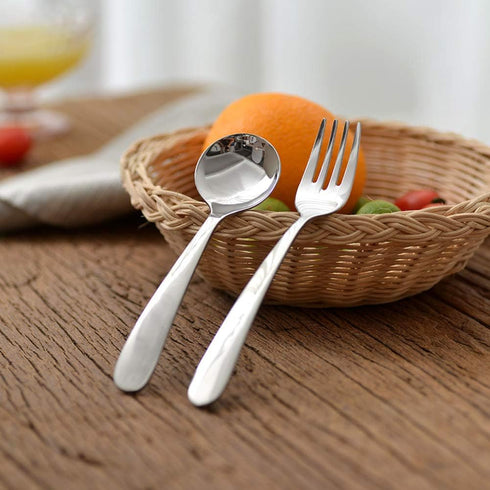 A Set of Silver Stainless Steel Dinner Forks and Spoons for Children Dinner Home Kintchen Restaurant Parties Tool Accessories...