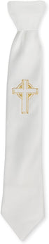 Boy's First Communion Tie with Gold Embroidered Cross...