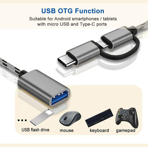 2-in-1 USB C/Micro USB to USB Adapter, USB to USB C OTG Adapter Cable Compatible with Samsung Galaxy S21 S22 S23 Note 20/10 A53, Google Pixel and ...