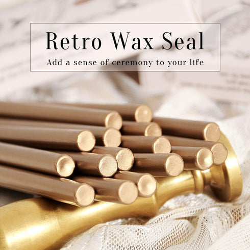 Classic Antique Gold Sealing Wax Stick, Wax Seal Stick for Mini Glue Gun, DIY Wedding Invitation Decoration - Pack of 16...