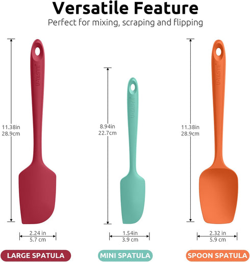 U-Taste Silicone Baking Spatula Set: 600ºF High Heat Resistant, Food Grade Flexible Rubber Kitchen Cooking Mixing Scraper, Food Grade Seamless Ute...