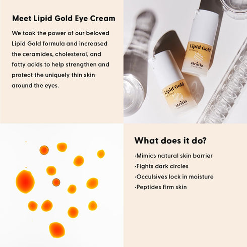 Stratia Lipid Gold Eye Cream Moisturizer & Anti-Aging Skin Care for Dark Circles, Fine Lines, Wrinkles, & Under Eye Brightener, 0.5 fl. oz...