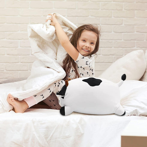 Cow Stuffed Animals 13.7” Cow Plush Pillow Stuffed Dolls Hugging Pillow with Zipper, Plush Toys Dolls Gifts for Kids Girls Boys Adults...