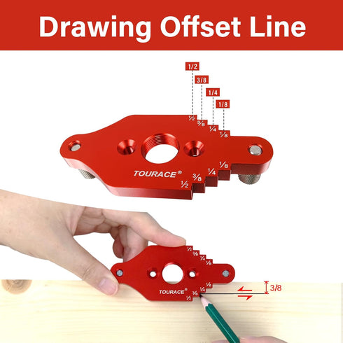 TOURACE Adjustable Drill Jig with Drill Bit for Floating Shelf, Portable Dowel Drill Guide Jig, Biscuit & Plate Joiner Woodworking Tool, Pocket Sc...