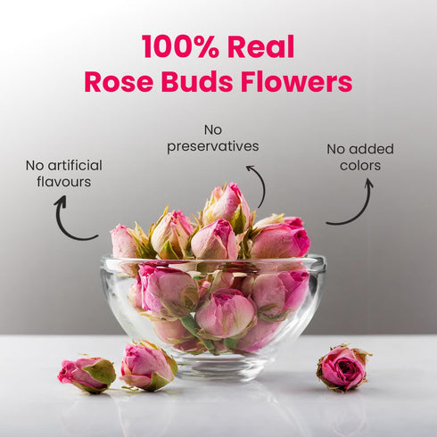 BLUE TEA - Rose Buds Tea - 1.05 Oz (Pack of 2) 60 Cups - Loose | Rich in Vitamin-C - For Hair & Skin | Caffeine Free - Flower Based - Herbal Tea -...
