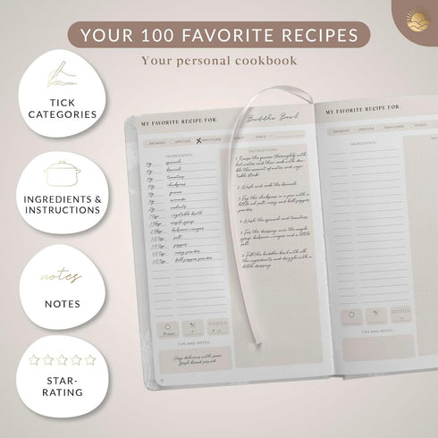 Recipe Book A5 Salt - blank Hardcover DIY Cookbook for 100 recipes - Collect and Personalize Your Favorite Recipes - write your own recipes...