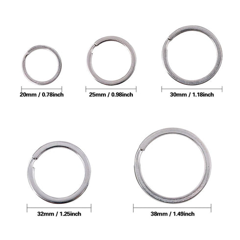 Swpeet 60 Pcs Assorted Multi-Purpose Metal Keychain Rings Split Keyrings Flat O Ring for Home Car Keys Attachments Keys Pendants - 20mm, 25mm, 30m...