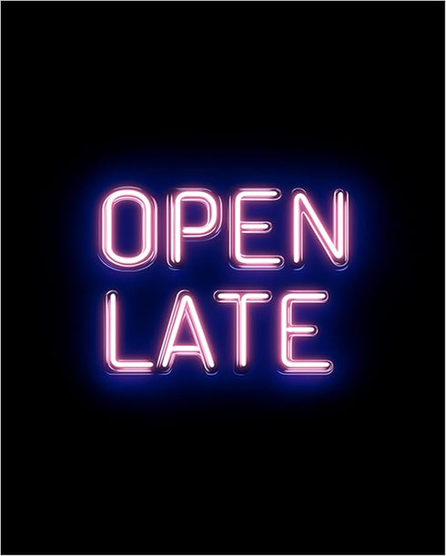 Posterizer 1 pcs-OPEN LATE sign poster with neon font 3-Kitchen & Bar Art-Gift for Men Women Teens-Art Poster Print for Home, Office, Store, Bar- ...