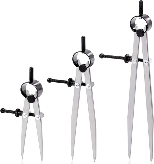 Keadic 3 Pcs 4'' 6'' 8'' Professional Metal Compass Set, Steel Adjustable Lockable Divider Wing Compass, Drafting Compass Tool for Leather Work, W...