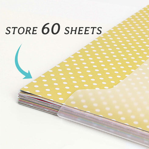 Caydo Scrapbook Paper Storage Organizer with 60 Sticky Index Tabs, 10 Pack Plastic Paper Storage Bag for Holding 12 x 12 Inch Scrapbook Paper Card...
