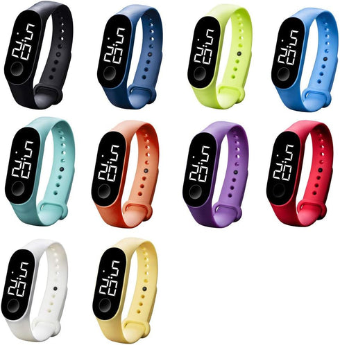 CdyBox 10 Pack 50 Meters Waterproof Led Digital Boys Girls Student Touch Screen Sport Watch Silicone Women Men Wristwatch Gifts...