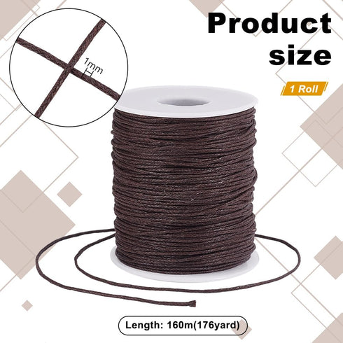 PH PandaHall 1mm Waxed Cord,100 Yards Waxed Cotton Cord Dark Brown Waxed Thread Beading String Waxed Craft String for Bracelet Necklace Jewelry Wa...