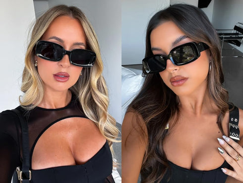 JUDOO Trendy Rectangle Sunglasses for Women Men Retro 90s Y2K Glasses Thick Square Blue Pink Frames...