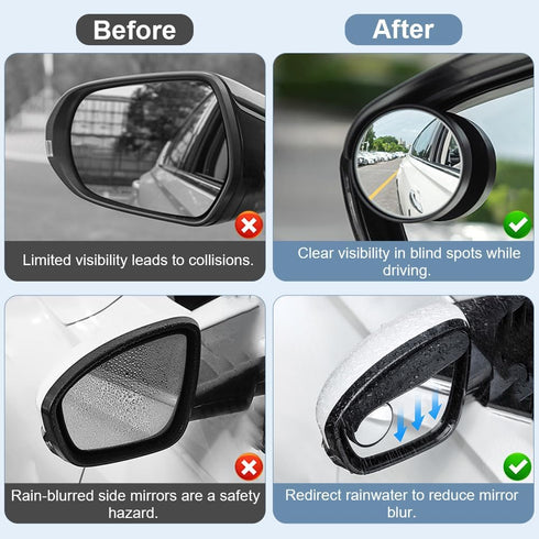1797 Blind Spot Mirrors 2 Pack Side Mirror Rain Guard for Car Rear View Round Adjustable Convex Carbon Fiber Exterior Accessories Reverse Change L...