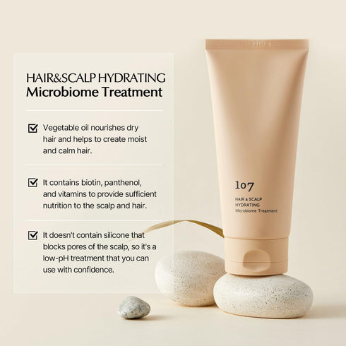 107 HAIR & SCALP HYDRATING Microbiome Treatment 180ml | 6.1 fl oz | Hair Mask | Scalp Soothing | Korean skin care | Paraben Free, Cruelty Free...