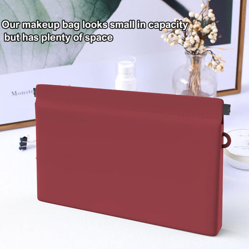 Silicone Cosmetic Bag, Silicone Makeup Bag, Waterproof Zipperless Self-Sealing Portable Travel Cosmetic Bag, Toiletries Bag, for Cosmetics Organiz...