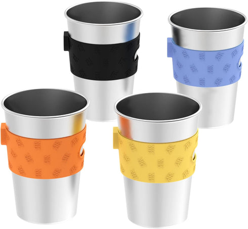 Rich&Ray 12oz Magnetic Fridge Cups, Magnetic Hanging Cup Hanging on Fridge, Ruesuable Stainless Steel Cups with Silicone Cup Holder for Fridges or...