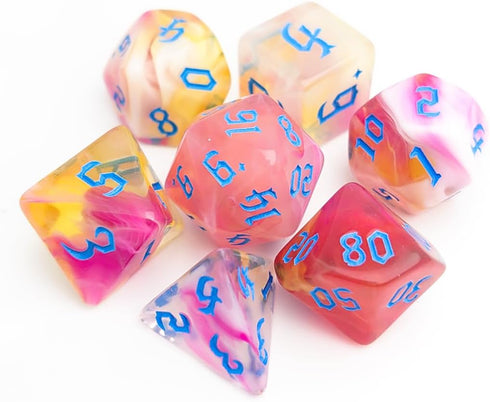 Pink D&D Dice Set – Polyhedral Dice Set for DND, COC Accessories, TTRPGs, Dungeon and Dragons, Role Playing Games – D20 System Dice, Funny Color D...
